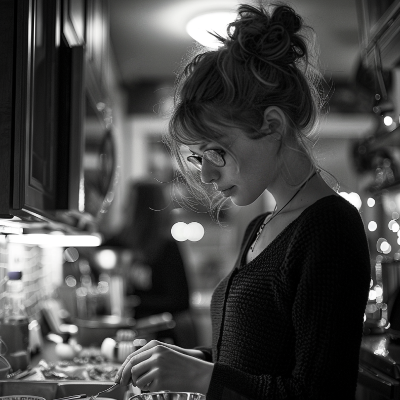 Sarah preparing an elaborate dinner to make a point | Source: Midjourney