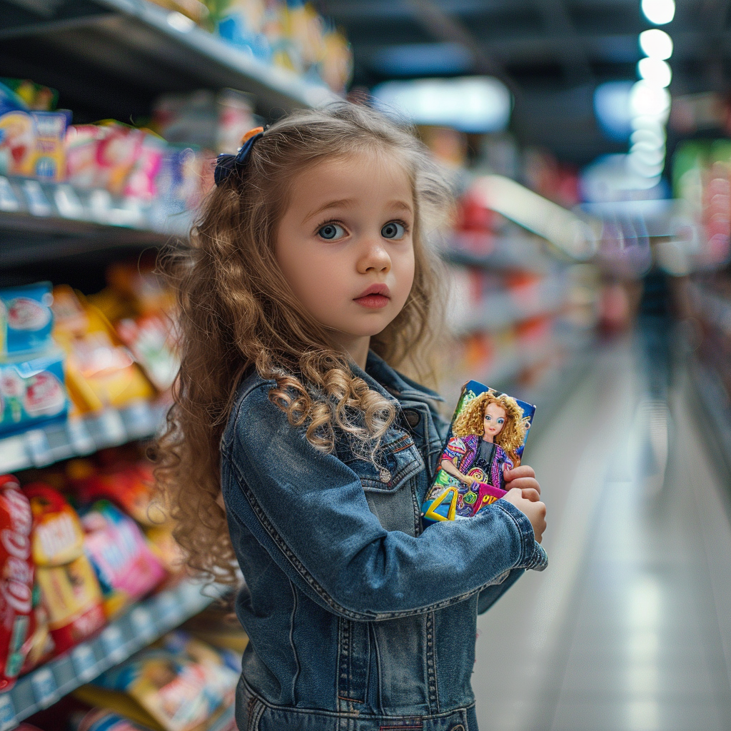 Little girl holding a barbie doll | Source: Midjourney