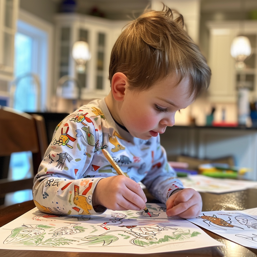 Little boy drawing pictures | Source: Midjourney