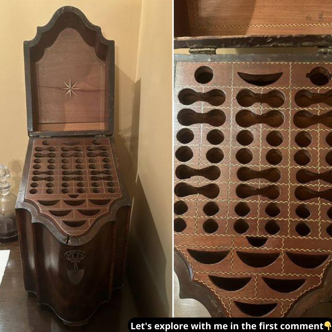 Spotted an antique wooden box with odd holes in it. Spotted an antique wooden box with odd holes in it.