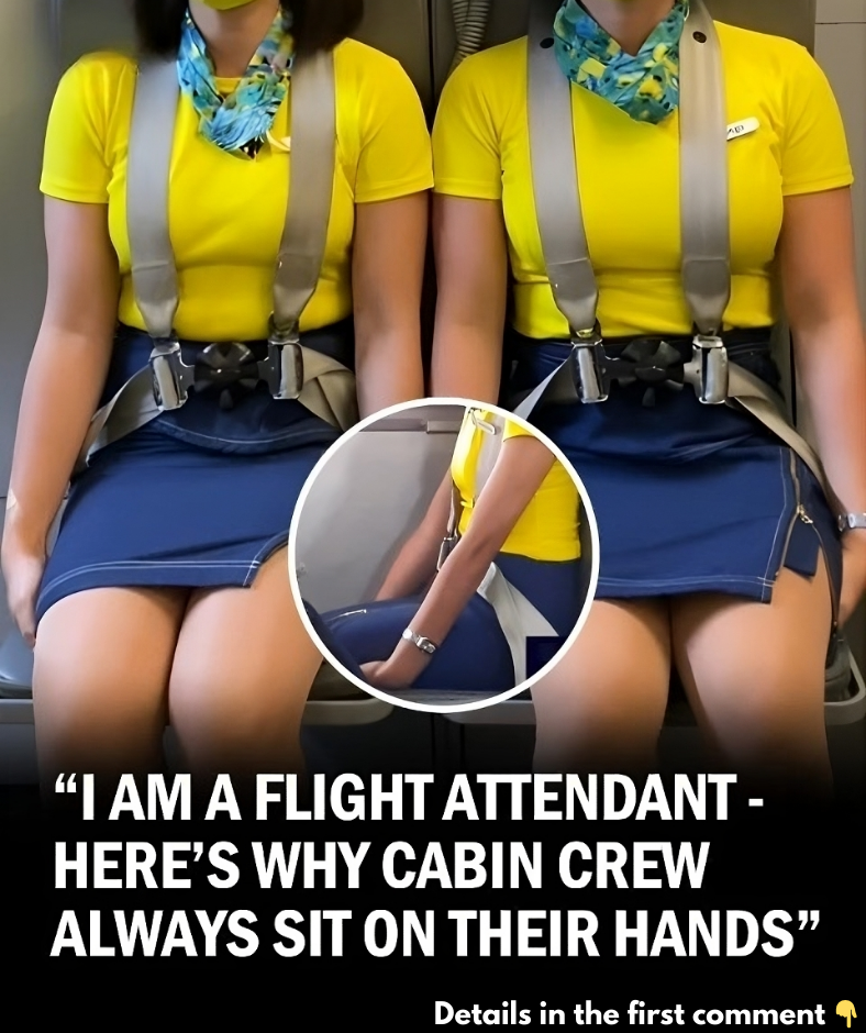 Flight Attendant Reveals Surprising Reason Why Cabin Crew Sits On Their Hands During Take Off and Landing Flight Attendant Reveals Surprising Reason Why Cabin Crew Sits On Their Hands During Take Off and Landing