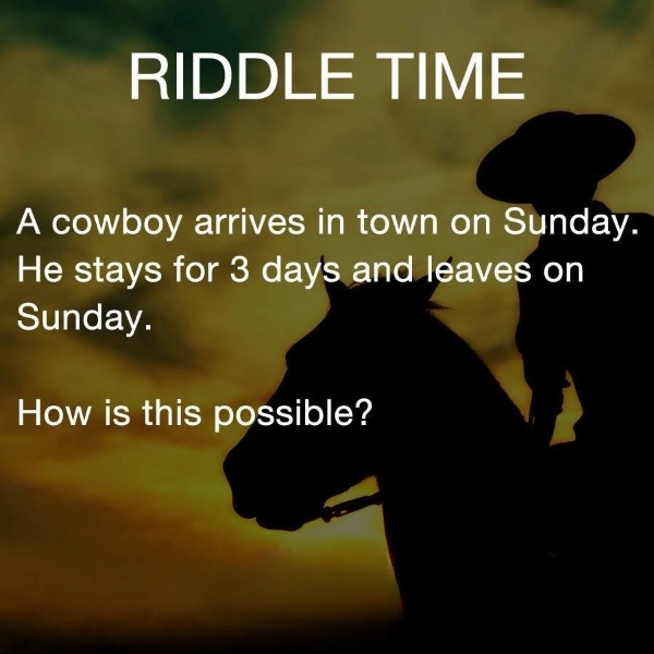 A Cowboy Leaves Town on Sunday—How? Discover the Clever Riddle Solution Here! A Cowboy Leaves Town on Sunday—How? Discover the Clever Riddle Solution Here!