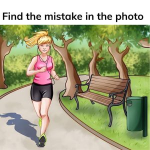 Find the mistake in the picture of the girl running Find the mistake in the picture of the girl running