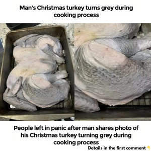 People left in panic after man shares photo of his Christmas turkey turning grey during cooking process