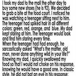 92-yr-old’s epic response to a teenager’s wild hair will leave you in stitches