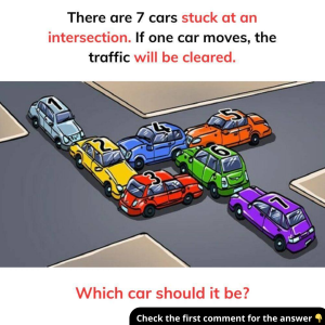 If one car moves, the traffic will be cleared. Which car should it If one car moves, the traffic will be cleared. Which car should it