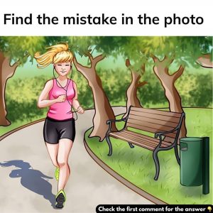 Find the mistake in the picture of the girl running Find the mistake in the picture of the girl running