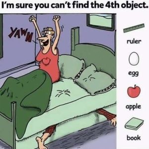 Find Ruler, Egg, Apple, Book. I’m sure you can’t find the 4th object Find Ruler, Egg, Apple, Book. I’m sure you can’t find the 4th object