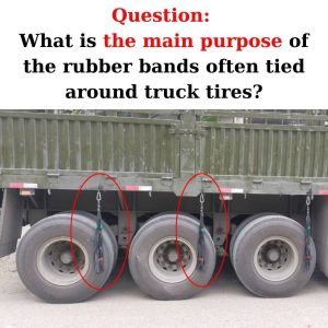 Why are rubber bands tied to truck tires?